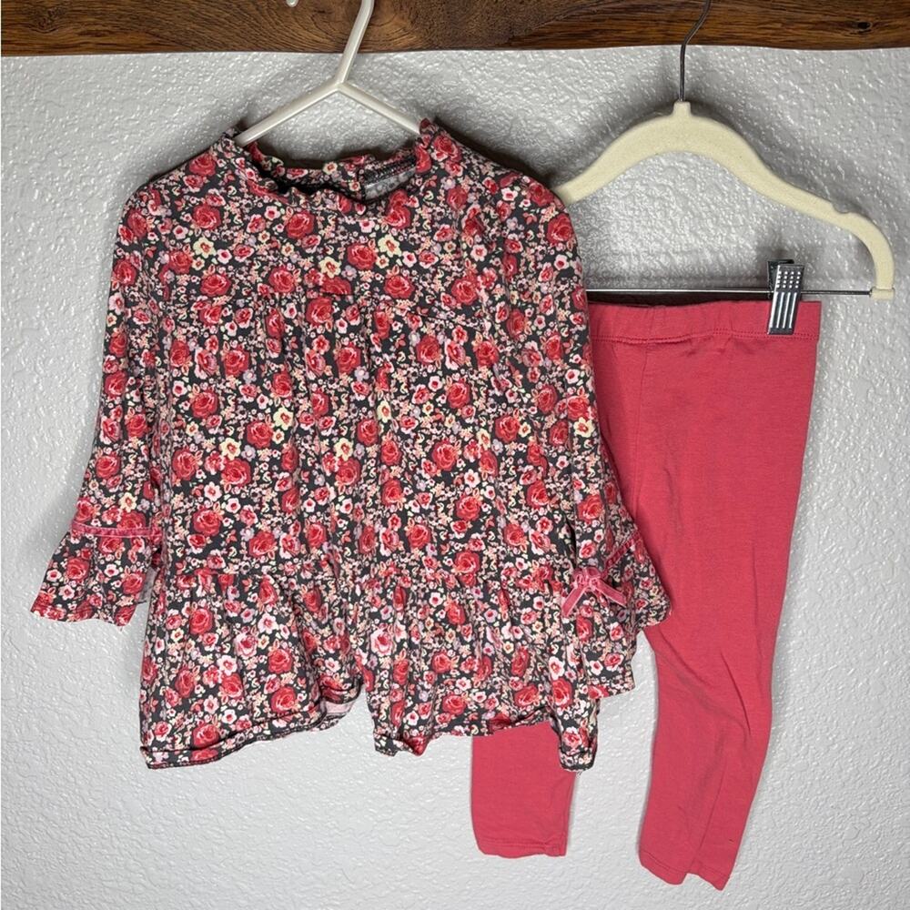 Bonnie Jean Floral Kids Top and Pink Leggings Set size 3T